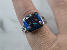 Load image into Gallery viewer, Womens Sterling Silver Modernist Blue Opal Mystic Topaz Ring 6.3g E879