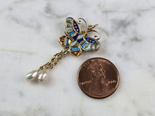 Load image into Gallery viewer, Womens Vintage Estate Asian Cloisonne Enamel Butterfly Pendant, 3.1g E882