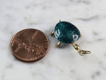 Load image into Gallery viewer, Womens Vintage Estate Asian Cloisonne Enamel Turtle Charm Pendant, 2.3g E883