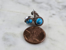 Load image into Gallery viewer, Womens Vintage Estate Sterling Silver Turquoise Earrings 2.3g E885