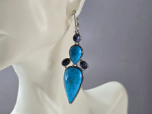 Load image into Gallery viewer, Womens Vintage Estate Sterling Silver Turquoise &amp; Lapis Earrings 16.9g E886