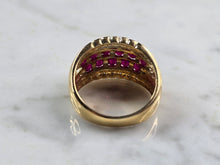 Load image into Gallery viewer, Womens Vintage Estate 14K Gold Ring w/ Diamonds &amp; Garnet Chips 6.7g #E887
