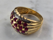 Load image into Gallery viewer, Womens Vintage Estate 14K Gold Ring w/ Diamonds &amp; Garnet Chips 6.7g #E887