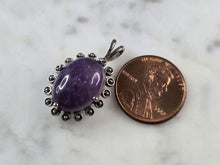 Load image into Gallery viewer, Womens Estate Sterling Silver Modernist Amethyst Pendant 4.0g E889