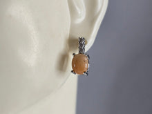 Load image into Gallery viewer, Womens Vintage Estate Sterling Silver Calcite Cabochon Earrings 2.3g E891