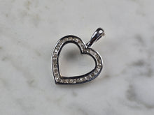 Load image into Gallery viewer, Womens Vintage Estate 10K White Gold Diamond Heart Pendant 2.0g E894