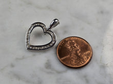 Load image into Gallery viewer, Womens Vintage Estate 10K White Gold Diamond Heart Pendant 2.0g E894