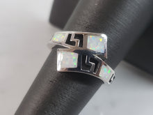 Load image into Gallery viewer, Womens Sterling Silver Modernist Greek Key Opal Ring 4.0g E903