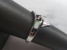 Load image into Gallery viewer, Womens Sterling Silver Modernist Greek Key Opal Ring 4.0g E903