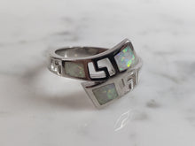 Load image into Gallery viewer, Womens Sterling Silver Modernist Greek Key Opal Ring 4.0g E903