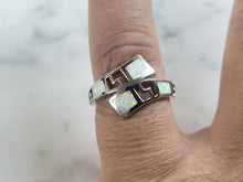 Load image into Gallery viewer, Womens Sterling Silver Modernist Greek Key Opal Ring 4.0g E903