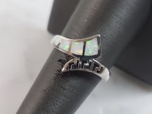 Load image into Gallery viewer, Womens Sterling Silver Modernist Greek Key Opal Ring 3.4g E922