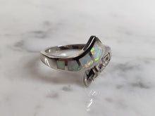 Load image into Gallery viewer, Womens Sterling Silver Modernist Greek Key Opal Ring 3.4g E922