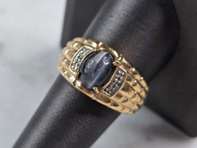 Load image into Gallery viewer, Mens Vintage Estate 10K Gold Cats Eye Diamond Ring 6.7g E933