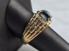 Load image into Gallery viewer, Mens Vintage Estate 10K Gold Cats Eye Diamond Ring 6.7g E933