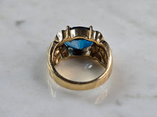 Load image into Gallery viewer, Womens Vintage Estate 14K Yellow Gold Blue Zircon &amp; Diamond Ring 9.3g #E945
