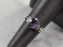 Load image into Gallery viewer, Womens Vintage Estate 10k White Gold Mystic Topaz &amp; Diamond Ring 4.2g #E977