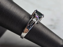 Load image into Gallery viewer, Womens Vintage Estate 10k White Gold Mystic Topaz &amp; Diamond Ring 4.2g #E977