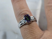 Load image into Gallery viewer, Womens Vintage Estate 10k White Gold Mystic Topaz &amp; Diamond Ring 4.2g #E977