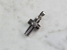 Load image into Gallery viewer, Womens Vintage Estate 14k White Gold Diamond Cross Pendant 4.2g E994