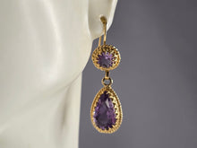 Load image into Gallery viewer, Pr Womens Vintage Estate 14K Gold Amethyst Earrings 5.4g E997