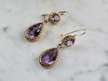 Load image into Gallery viewer, Pr Womens Vintage Estate 14K Gold Amethyst Earrings 5.4g E997