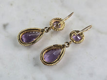 Load image into Gallery viewer, Pr Womens Vintage Estate 14K Gold Amethyst Earrings 5.4g E997