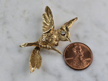 Load image into Gallery viewer, Womens Vintage Estate 14K Gold Diamond Bird Brooch 7.1g E999