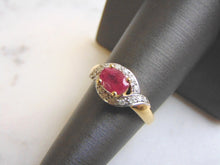 Load image into Gallery viewer, Womens Vintage Estate 14k Yellow Gold Ruby Diamond Ring 2.6g E1044