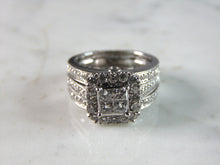 Load image into Gallery viewer, Womens Vintage Estate 14K White Gold Diamond Wedding Ring Set 8.2g E1048