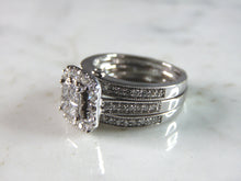 Load image into Gallery viewer, Womens Vintage Estate 14K White Gold Diamond Wedding Ring Set 8.2g E1048