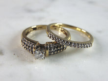 Load image into Gallery viewer, Womens Vintage Estate 14K Yellow Gold Diamond Wedding Ring Set 5.5g E1055