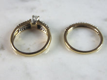 Load image into Gallery viewer, Womens Vintage Estate 14K Yellow Gold Diamond Wedding Ring Set 5.5g E1055