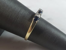 Load image into Gallery viewer, Womens Vintage Estate 14K Gold Diamond Sapphire Ring 2.5g E1061