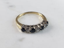 Load image into Gallery viewer, Womens Vintage Estate 14K Gold Diamond Sapphire Ring 2.5g E1061