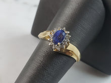 Load image into Gallery viewer, Womens Vintage Estate 14K Yellow Gold LeVian Sapphire Diamond Ring 3.8g #E1081