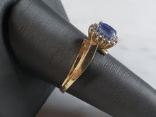 Load image into Gallery viewer, Womens Vintage Estate 14K Yellow Gold LeVian Sapphire Diamond Ring 3.8g #E1081