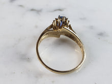 Load image into Gallery viewer, Womens Vintage Estate 14K Yellow Gold LeVian Sapphire Diamond Ring 3.8g #E1081