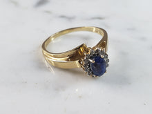 Load image into Gallery viewer, Womens Vintage Estate 14K Yellow Gold LeVian Sapphire Diamond Ring 3.8g #E1081