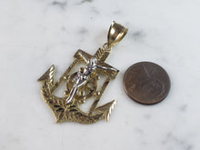 Load image into Gallery viewer, Vintage Estate 10K Yellow Gold Religious Jesus on Cross &amp; Anchor Pendant 6.1g E1094