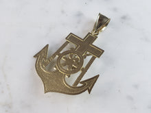 Load image into Gallery viewer, Vintage Estate 10K Yellow Gold Religious Jesus on Cross &amp; Anchor Pendant 6.1g E1094