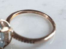 Load image into Gallery viewer, Womens Vintage Estate 14K Rose Gold Aqua &amp; Diamond Ring 2.5g E1106