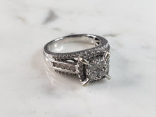 Load image into Gallery viewer, Womens Vintage Estate 10K White Gold Diamond Cluster Ring 6.1g E1118