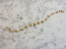 Load image into Gallery viewer, VINTAGE ESTATE 10K GOLD BRACELET W/ 12 PEARLS 10.3g  E1125