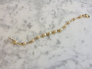 VINTAGE ESTATE 10K GOLD BRACELET W/ 12 PEARLS 10.3g  E1125