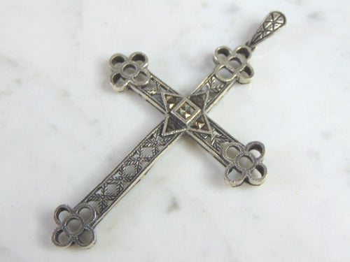 Vintage Estate Sterling Silver Religious Cross Pendant 14.0g E1136