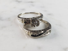 Load image into Gallery viewer, Womens Vintage Estate 14K White Gold Diamond Engagement Ring Set, 4.4g E1143