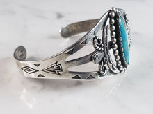 Load image into Gallery viewer, Womens Vintage Estate Sterling Silver Southwestern Turquoise Cuff Bracelet 20.7g E1219