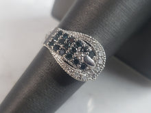 Load image into Gallery viewer, Womens Vintage Estate 10K White Gold Diamond Sapphire Buckle Ring 3.5g E1246