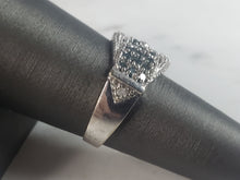 Load image into Gallery viewer, Womens Vintage Estate 10K White Gold Diamond Sapphire Buckle Ring 3.5g E1246